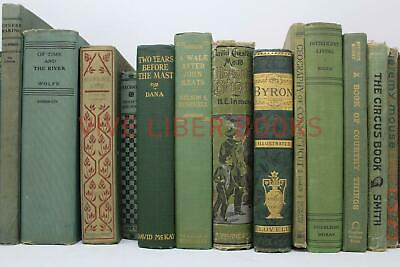 #ad Lot 5 of GREEN Shades of Green Old Vintage Antique Rare Hardcover Random Books