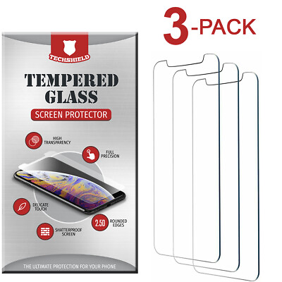 #ad 3 PACK For iPhone 11 12 13 14 Pro Max X XS 8 7 Tempered GLASS Screen Protector