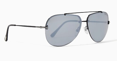 #ad New TOM FORD TF584 12C Brad 02 63mm Black Mirror Aviator Sunglasses Italy