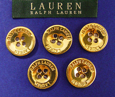 #ad 5 RALPH LAUREN GOLD COLOR SOLID METAL BLAZER JACKET REPLACEMENT BUTTONS SHINY