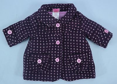 #ad Toddler Girl#x27;s Nannette Purple Pink Dot Polyester Lined PeaCoat Jacket Sz 3 6M