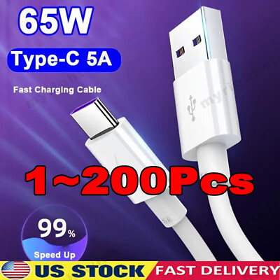 #ad USB Type C Data Cable 5A Fast Charging USB A to USB C Charger lot Cord For Phone $33.69