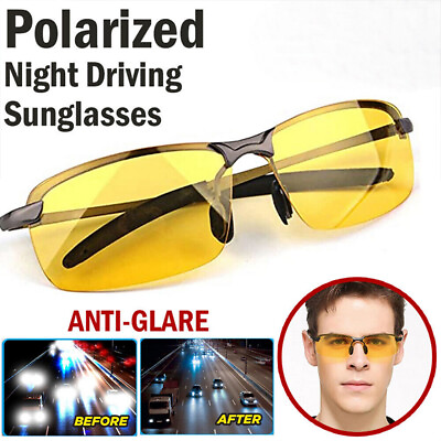 #ad Polarized Night Vision Driving Glass Men Glare Block Night Time Safety Glasses