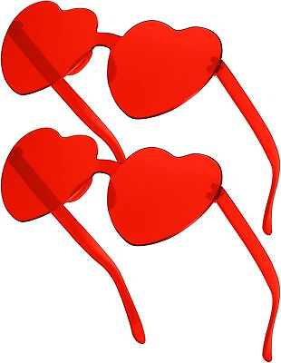 #ad RTBOFY Heart Sunglasses for Fashion Party Queen Style Rimless 2 Red