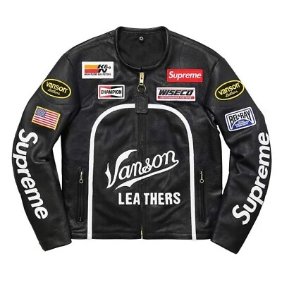 #ad New Vanson Leathers One Star Motorcycle Racer Leather Jacket Biker Black Jacket
