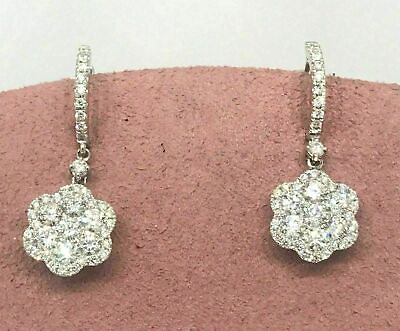 #ad 1.5 Ct Round Cut Diamond Simulated Drop Dangle Earrings Gift 925 Sterling Silver $128.33