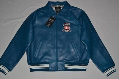 #ad AUTHENTIC Avirex Icon Leather A1 BOMBER Jacket MENS TEAL BLUE NEW ALL SIZES SALE