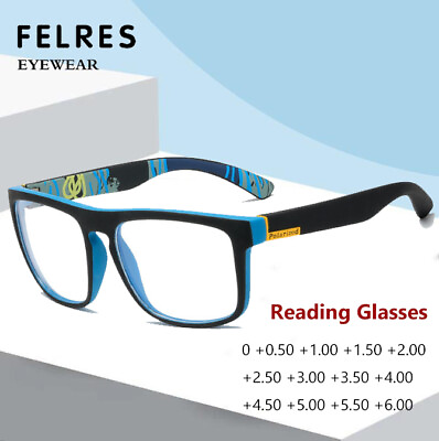 #ad Sports Square Frame Anti Blue Light Reading Glasses For Men Women Retro Glasses