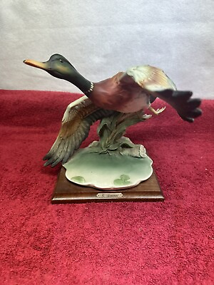 #ad Giuseppe Armani Mallard Duck Wings Down Vintage Rare Figurine Made in Italy