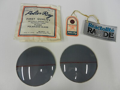 #ad Rare Vintage POLAR RAY Polarized Pair Round Gray Sunglass Lenses 65mm NOS Japan