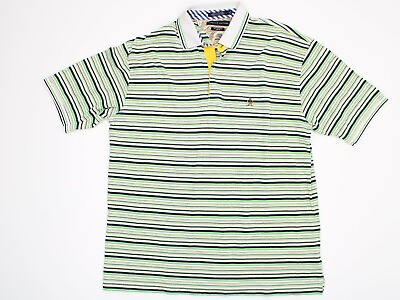 #ad TOMMY HILFIGER Mens Size XL Striped Polo Shirt Green