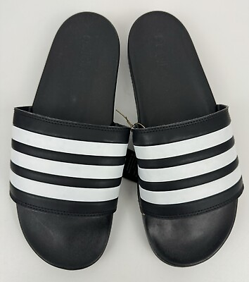 #ad NEW Adidas Adilette Comfort Slide Sandal Mens 11 Womens 12 Black White GZ5891