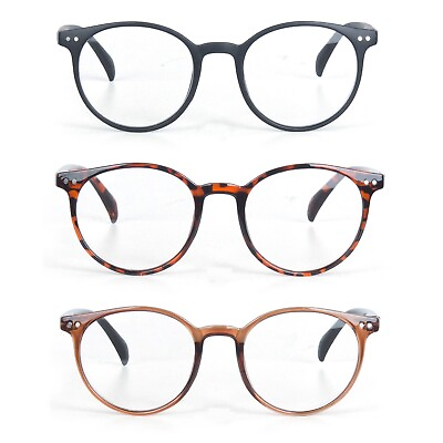 #ad EYE ZOOM 3 Pack Retro Round Plastic Frame Reading Glasses for Men and Women