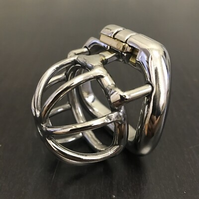 #ad Stainless Steel Male Chastity Cage Device Super Small Men Metal Lock Belt Rings