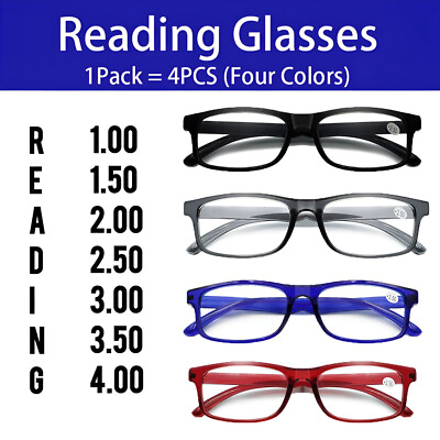 #ad 4 Pairs Reading Glasses Computer Anti Blue Ray 1.0 1.5 2.0 2.5 3.0 3.5 4.0