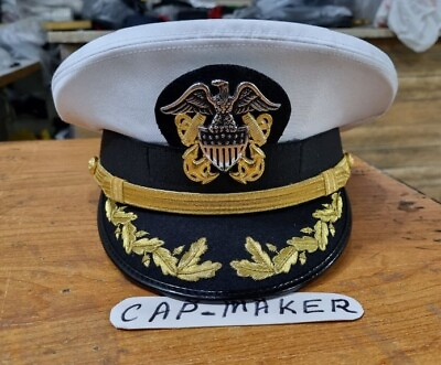 #ad US Navy Commander captain Caps US Navy Officer Visor Cap Rank Cap In Many Sizes