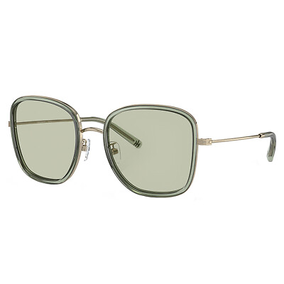 #ad Tory Burch TY 6101 3361 2 Green Metal Square Sunglasses Light Green Classic Lens $67.22