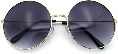#ad Round Circle Lens Hippie Groovy Metal Rim Retro Sunglasses Gold Smoke