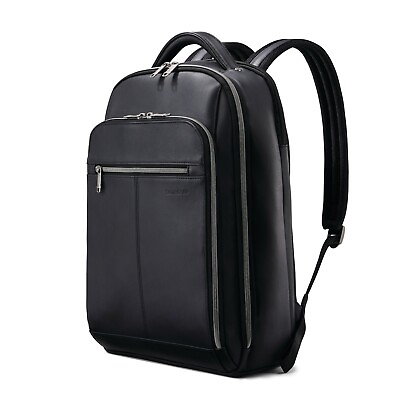 #ad NEW Classic Samsonite Leather Backpack Black