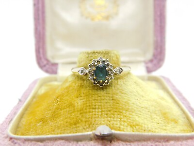 #ad 9ct Gold Topaz amp; Diamond Floral Cluster Ring Vintage 1990 London Size P UK