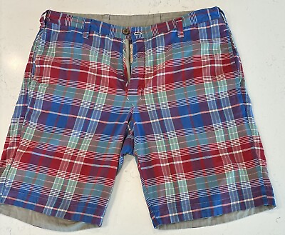 #ad Olde School Brand Authentic Indian Madras Khaki Men#x27;s Size 36 Reversible Shorts