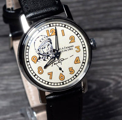 #ad Soviet Watch Pobeda Yuri Gagarin Mens Soviet Watch Mechanical Vintage Wristwatch