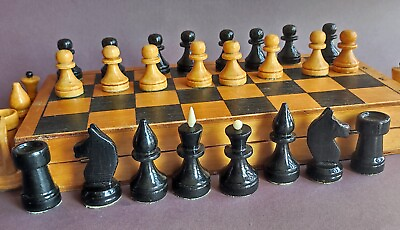 #ad Chess Set Tournament Retro Vintage Wooden Folding Board 29х29cm Rare ussr soviet