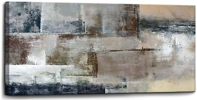 #ad Gray Abstract Wall Art Decor Hand Painted Oil Painting on Canvas Framed 24 x ...