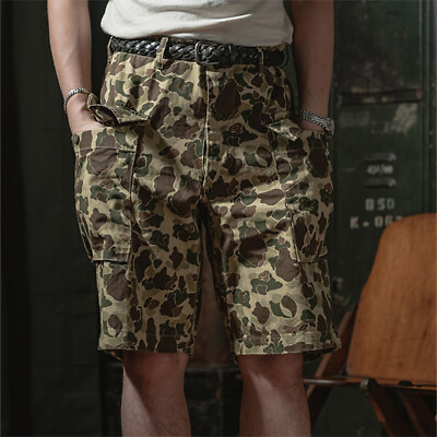 #ad Mens Bronson M43 HBT Duck Hunter Camo Shorts US Army Combat Cargo Pant Loose Fit