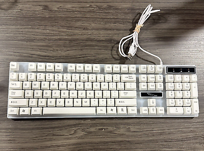 #ad White Gaming Keyboard No Sticky Buttons Tested Works