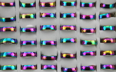 #ad Wholesale Job Lots 40pcs Colorful Stainless Steel Mens Classic Rings Party Ring