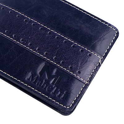 #ad Genuine handcrafted leather pocket wallet for men blue