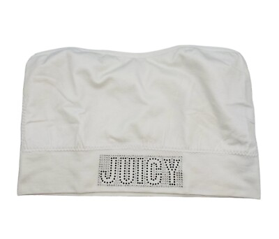 #ad Juicy Couture Rhinestone Studded Logo White Tube Top Size Medium Nylon Spandex