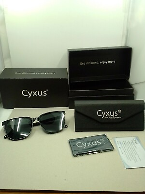 #ad Cyxus Sunglasses Black Retro Square Polarized Anti glare Unisex NEW