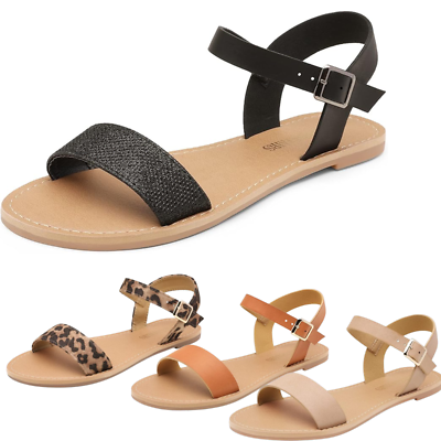 #ad Women Summer Casual Flat Sandals Ankle Strap Open Toe Beach Sandals Shoes