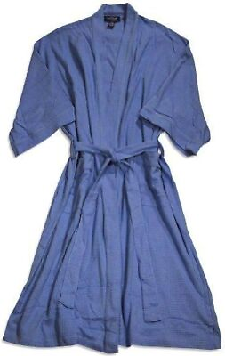 #ad NWT LT XLT Big and Tall Blue Luxury Cotton Plush Waffle Robe by Knothe