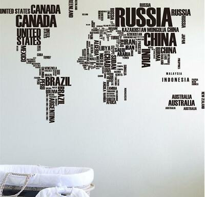#ad Wall Sticker World Map Letters Home Decor Living Room Office Children#x27;s room new