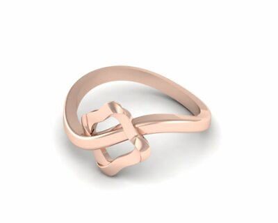 #ad Solid Rose Gold Curved Engagement Ring Silver Knot Ring For Womens Wedding Rings