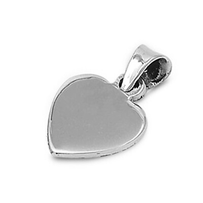 #ad High Polish Flat Promise Heart Pendant .925 Sterling Silver Shiny Simple Charm