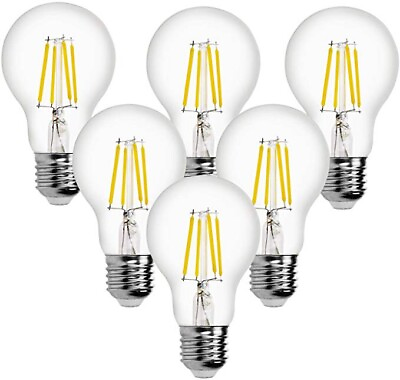 #ad 6 Pk Dimmable LED Edison Bulbs Soft White4W 40W Equal A19 Filament 2700K E26