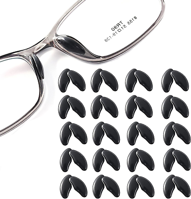 #ad 20 Pairs Adhesive Glasses Nose Pads Pea Shape Stick on Anti Soft Silicone Adhe