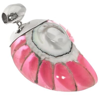 #ad 925 Sterling Silver Hot Pink Open Nautilus Shell Sterling Pendant 2 3 4quot;