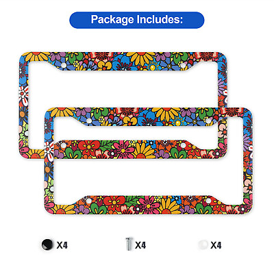 #ad 2X Sun flower Universal Car License Plate Frame Holder Cover For Car Decoration