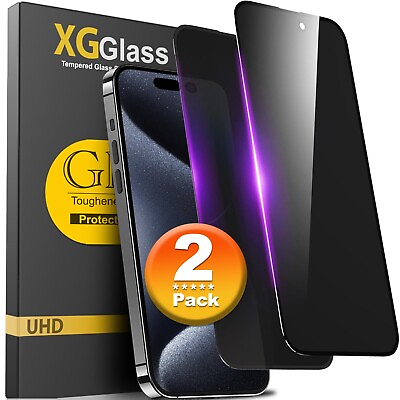 #ad 2x iPhone 15 14 13 12 11 Pro Max Privacy AntiSpy Tempered Glass Screen Protector $5.94