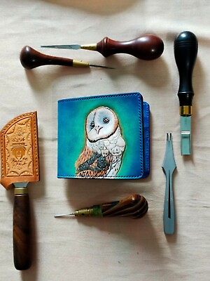#ad Owl Leather Craving Unisex Wallet 100% Handmade
