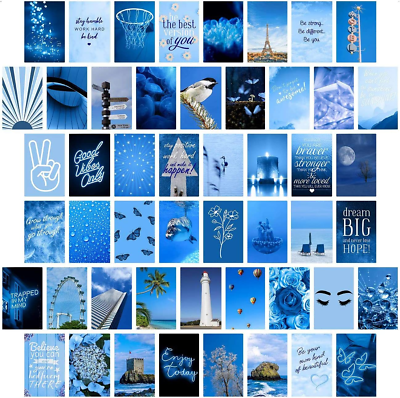 #ad Blue Wall Collage Kit Aesthetic Pictures Room Decor for Teen Girls Blue Wall R