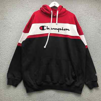 #ad Champion Authentic Sweatshirt Hoodie Men#x27;s 3XLT Embroidered Logo Red Black White