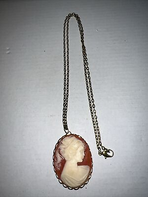 #ad Vintage Classic Cameo Gold Tone 22 Inch Necklace