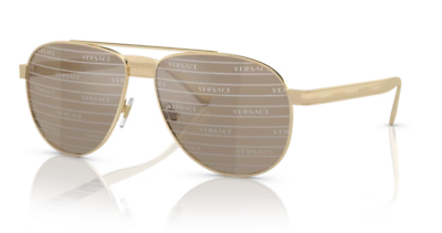 #ad Versace 0VE2209 1252V3 Pale Gold Brown 58 mm Oval Men#x27;s Sunglasses.