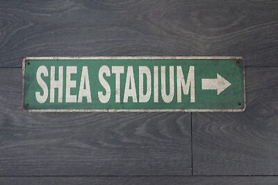 #ad Shea Stadium This Way Tin Metal Sign Vintage Rustic Look Street Sign Mets Fan XZ